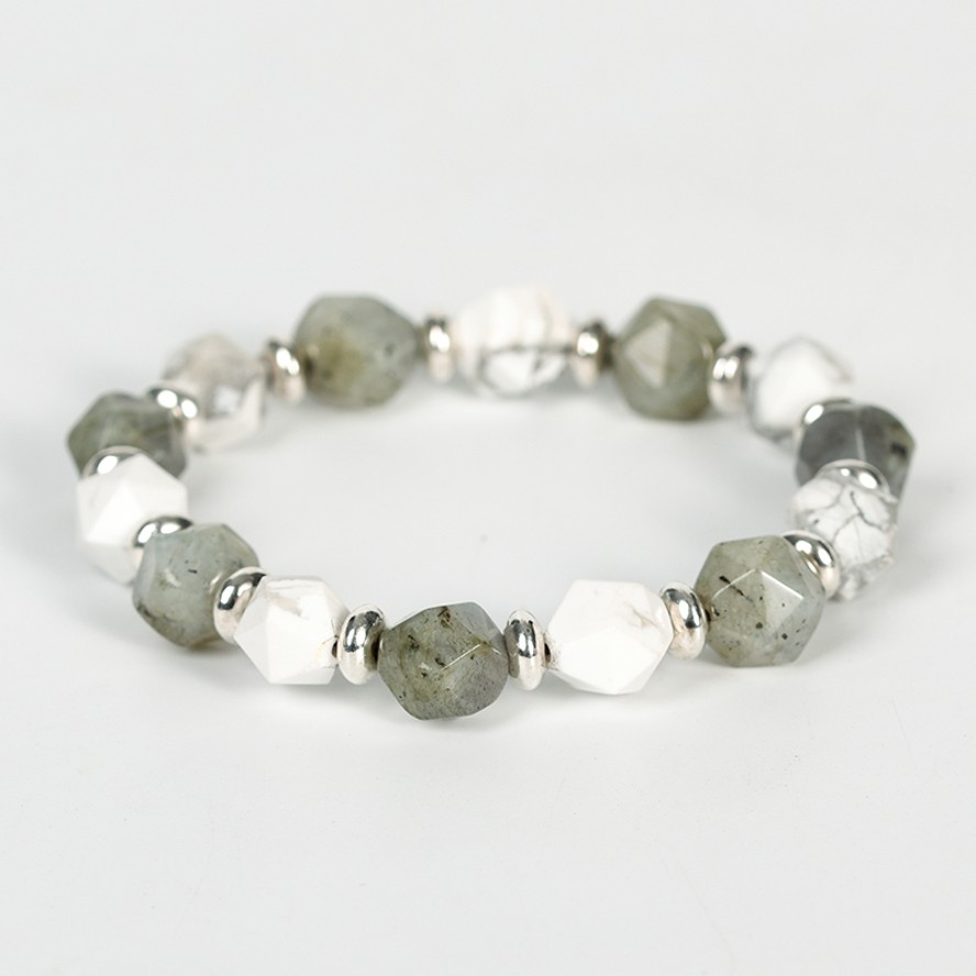 Faceted Bead Crystal Natural Stone Bracelet